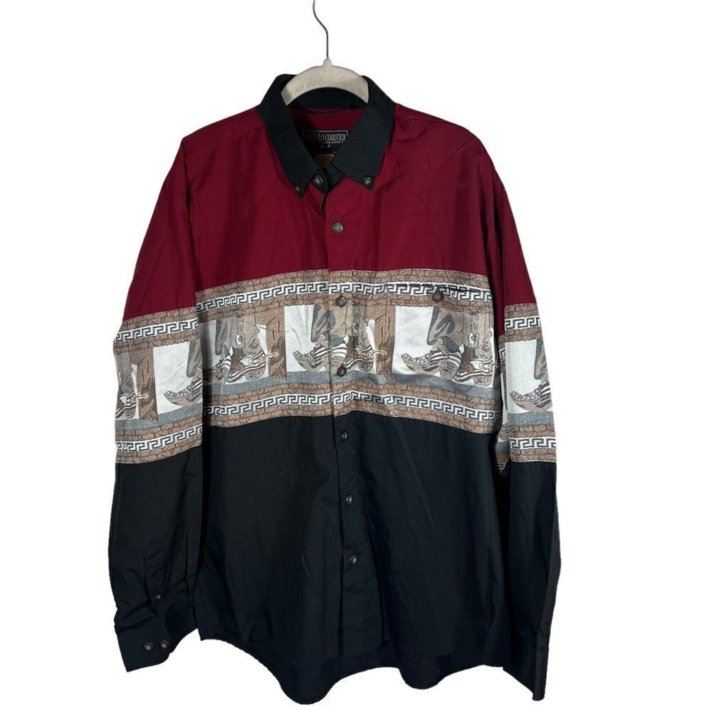 Vintage Buffalo Country Western Wear Cowboy Boot Button Shirt